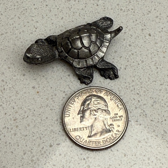 Vintage Spoontiques Tiny Pewter Turtle Figurine Miniature - Picture 9 of 9